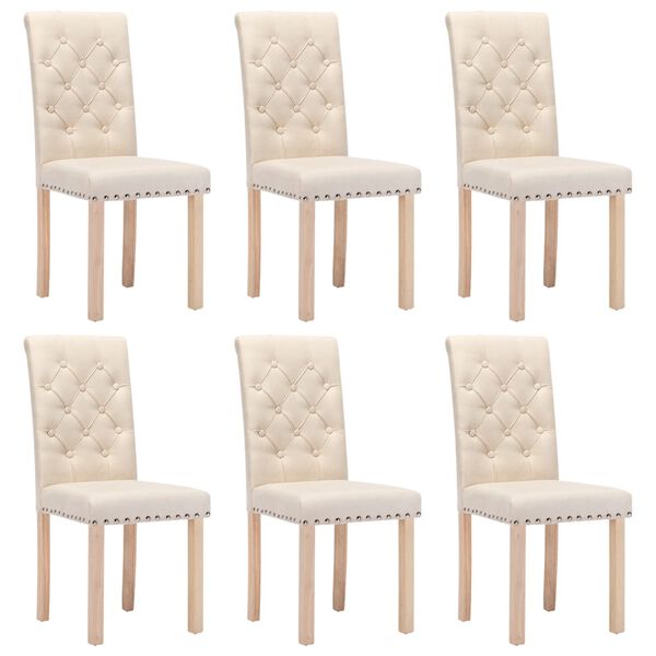 vidaXL Chaises &agrave; manger lot de 6 cr&egrave;me tissu