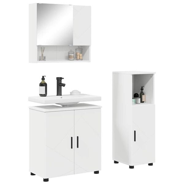 vidaXL Ensemble de mobilier de salle de bain Montage mural 3 pcs Blanc