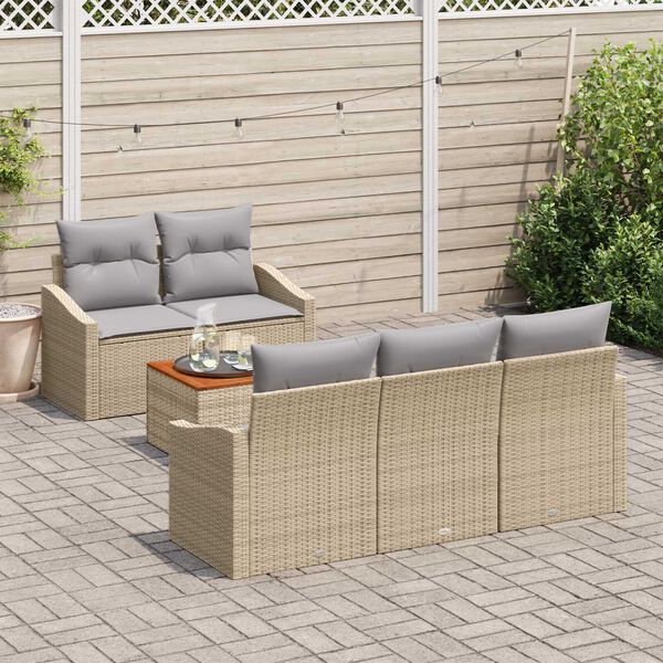 vidaXL Ensemble de canap&eacute; de jardin 6 pcs Beige et Gris clair