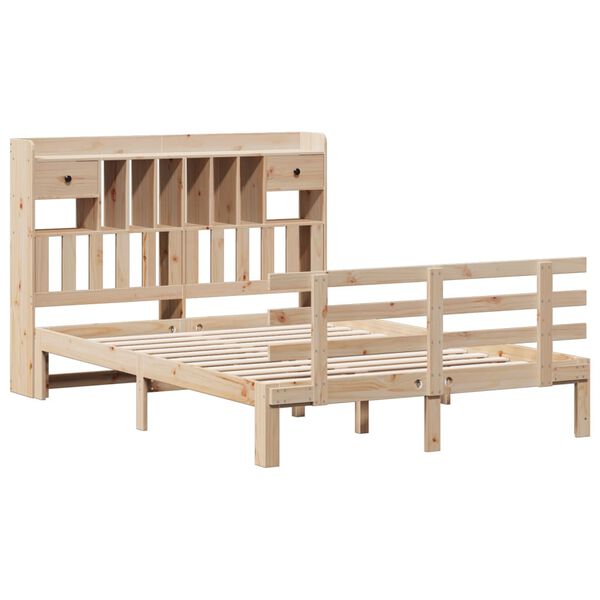 vidaXL Lit bibliothèque sans matelas 140x200 cm bois massif de pin