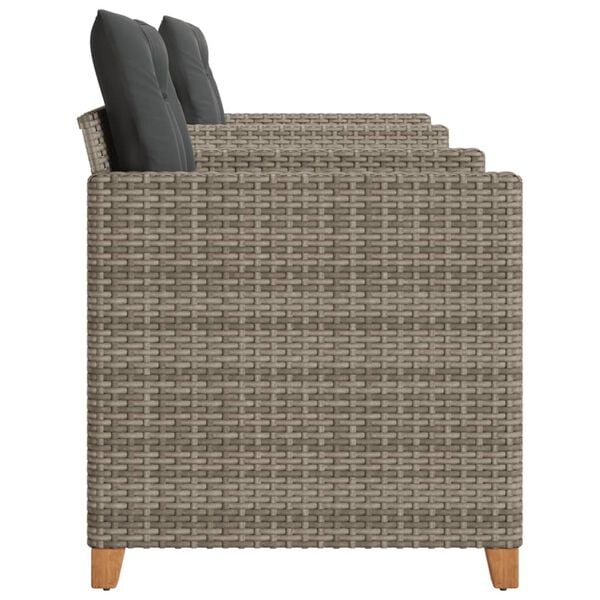 vidaXL Ensemble de bistro 3 pcs et coussins gris résine tressée acacia