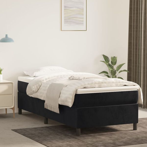 vidaXL Sommier à lattes de lit avec matelas Noir 90x200 cm Velours
