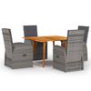 vidaXL Ensemble &agrave; manger de jardin 5 pcs Gris
