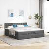 VidaXL Cadre de lit ottoman avec matelas gris fonc&eacute; 200x200 cm tissu