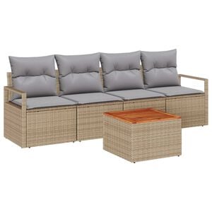 vidaXL Ensemble de canap&eacute; de jardin 5 pcs Beige et Gris clair