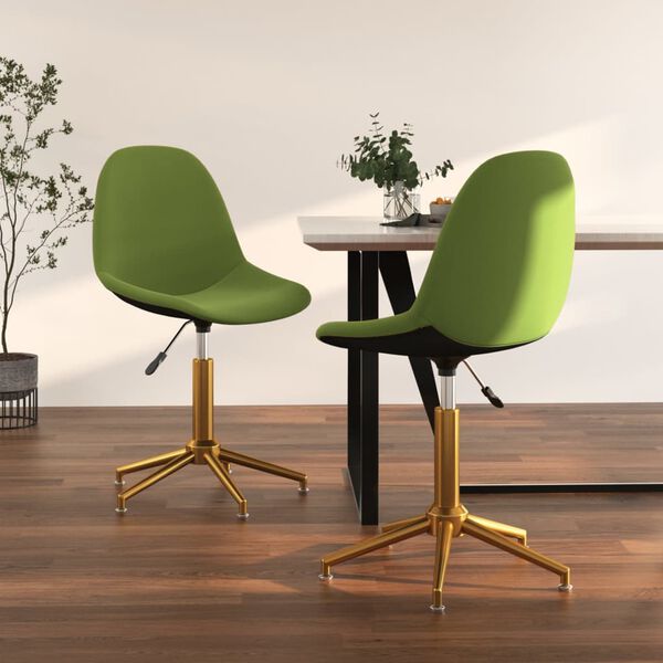 vidaXL Chaises pivotantes &agrave; manger lot de 2 Vert clair Velours