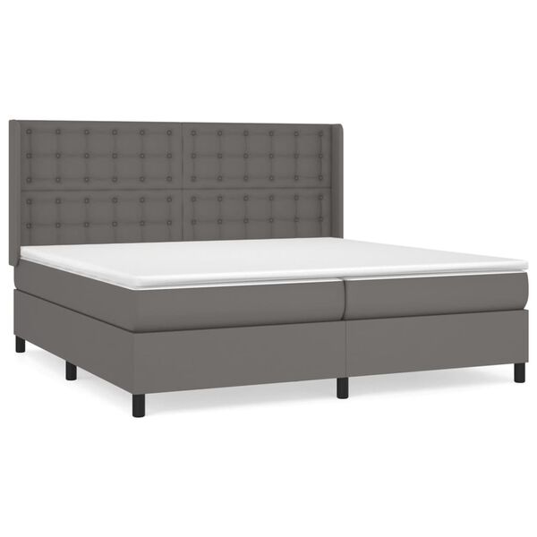 vidaXL Sommier &agrave; lattes de lit avec matelas Gris 200x200 cm Similicuir