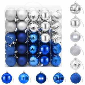 vidaXL Ensemble de boules de No&euml;l 75 pc Bleu et argent&eacute; 6 cm