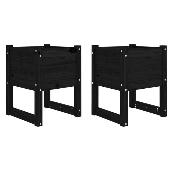 vidaXL Jardini&egrave;res 2 pcs Noir 40x40x52,5 cm Bois massif de pin