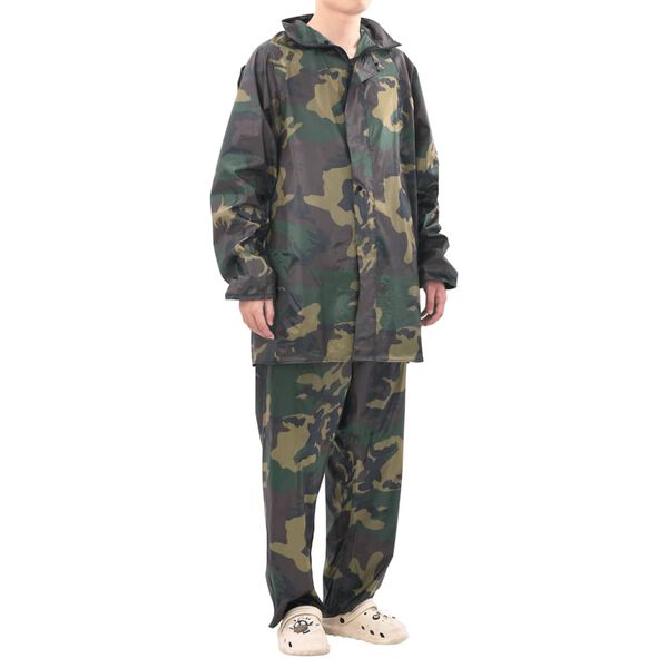 vidaXL Combinaison de pluie avec capuche 2 pcs Hommes Camouflage L