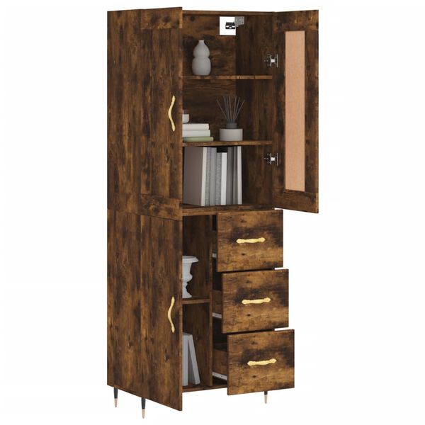 vidaXL Buffet haut Ch&ecirc;ne fum&eacute; 69,5x34x180 cm Bois d'ing&eacute;nierie