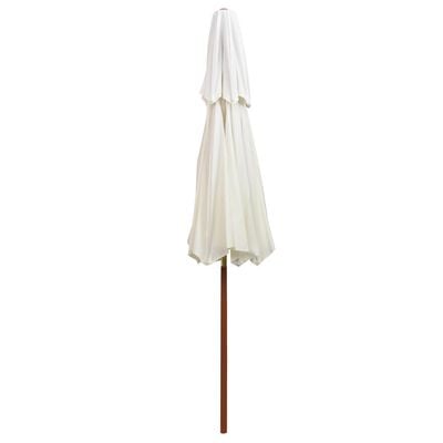 vidaXL Parasol à deux étages avec poteau en bois blanc crème