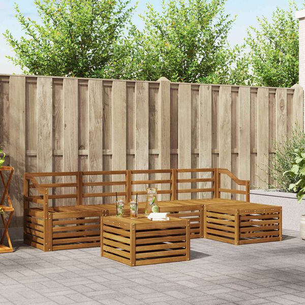vidaXL Ensembles de canap&eacute;s 6 pcs Naturel Bois d'Acacia Massif