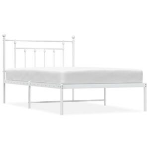 vidaXL Cadre de lit m&eacute;tal sans matelas et t&ecirc;te de lit blanc 107x203 cm