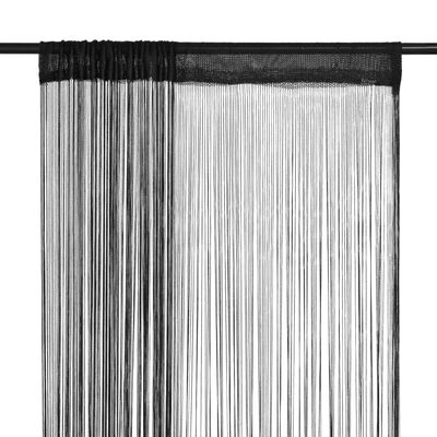 vidaXL Rideau en fils 2 pcs 140 x 250 cm Noir