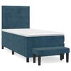 vidaXL Sommier &agrave; lattes de lit et matelas Bleu fonc&eacute; 80x200 cm Velours