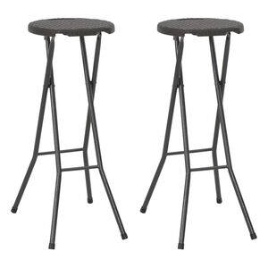 vidaXL Tabouret de bar pliable lot de 2 PEHD et acier Aspect rotin