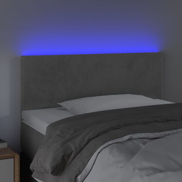 vidaXL T&ecirc;te de lit &agrave; LED Gris clair 100x5x78/88 cm Velours