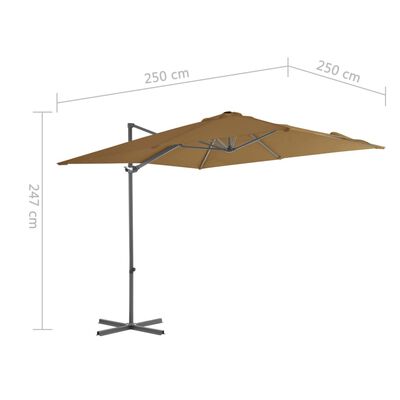 vidaXL Parasol de jardin avec base portable taupe