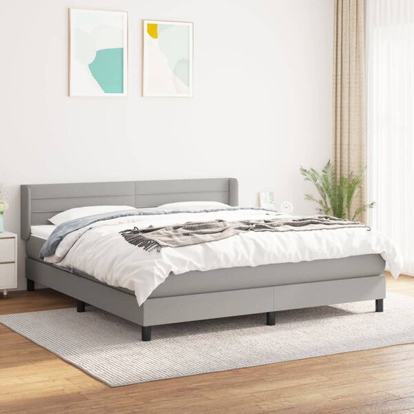 vidaXL Sommier &agrave; lattes de lit avec matelas Gris clair 180x200cm Tissu