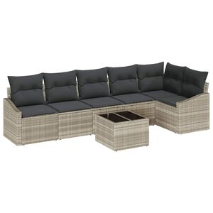 vidaXL Ensemble de canap&eacute; de jardin 7 pc Gris clair polyrotin