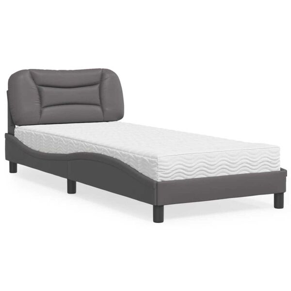 vidaXL Lit avec matelas Hvar gris 80x200 cm similicuir