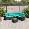 vidaXL Salon de jardin 7 pcs avec coussins noir r&eacute;sine tress&eacute;e