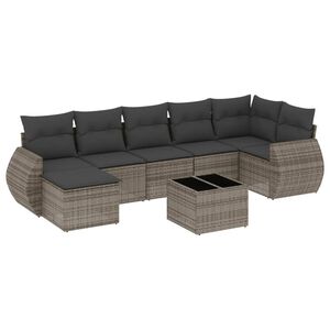 vidaXL Salon de jardin 8 pcs avec coussins gris r&eacute;sine tress&eacute;e