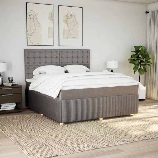 vidaXL Sommier &agrave; lattes de lit avec matelas Taupe 180x200 cm Tissu