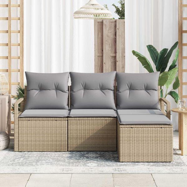 vidaXL Ensemble de canap&eacute; de jardin 4 pcs Beige et Gris clair