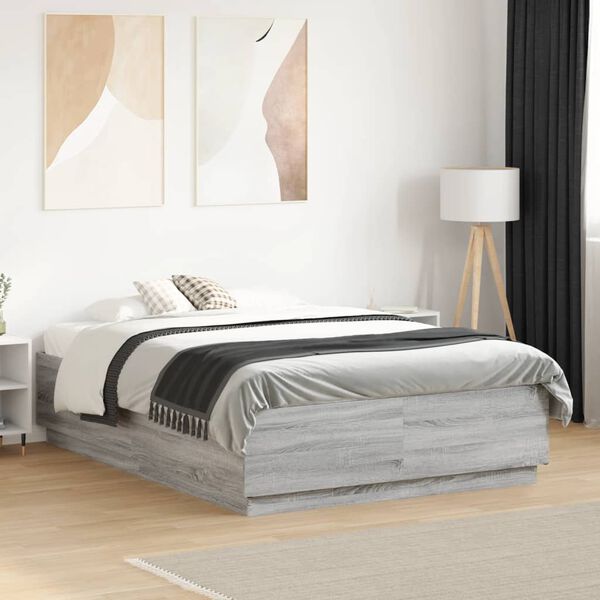 vidaXL Cadre de lit sans matelas sonoma gris 140x190 cm