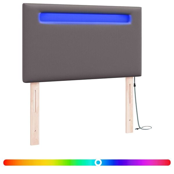 vidaXL T&ecirc;te de lit LED Gris 90 cm Cuir synth&eacute;tique
