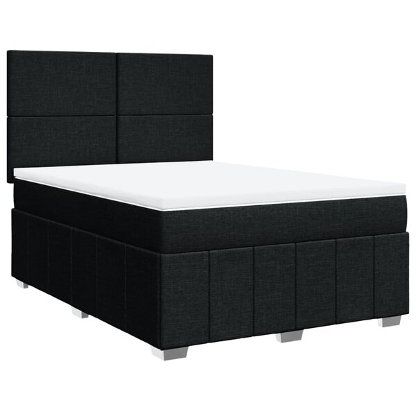 vidaXL Sommier &agrave; lattes de lit avec matelas Noir 160x200 cm Tissu