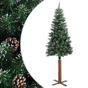vidaXL Sapin de No&euml;l mince bois v&eacute;ritable et neige blanche vert 180 cm
