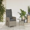 vidaXL Chaise inclinable de jardin avec coussins gris r&eacute;sine tress&eacute;e