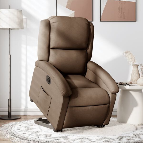 vidaXL Fauteuil inclinable &eacute;lectrique marron tissu