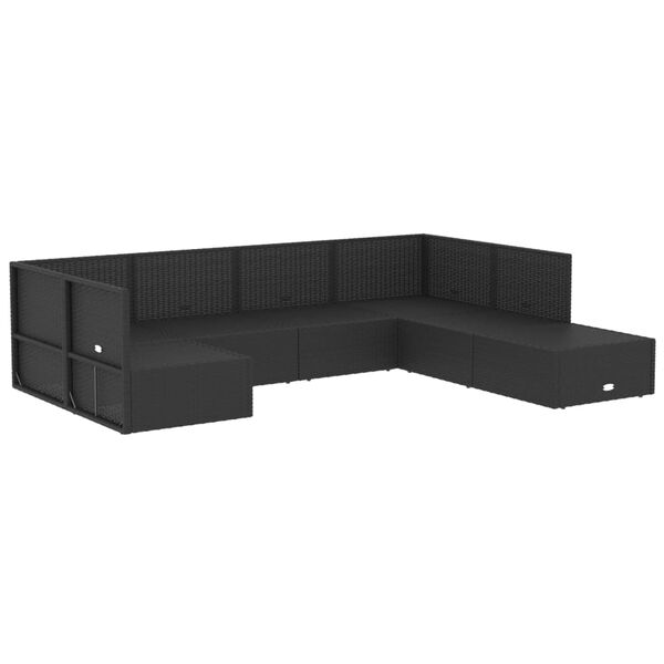vidaXL Salon de jardin 7 pcs avec coussins Noir R&eacute;sine tress&eacute;e