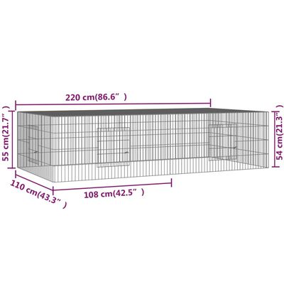 vidaXL Cage à lapin 2 panneaux 220x110x55 cm Fer galvanisé