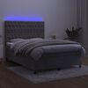 vidaXL Sommier &agrave; lattes de lit matelas et LED Gris clair 140x200 cm