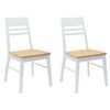 vidaXL Chaises de salle &agrave; manger 2 pc Bois de Caoutchouc Massif Blanc