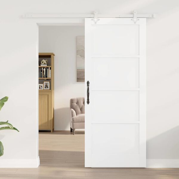 vidaXL Porte coulissante Blanc 83 x 202 cm Pin massif