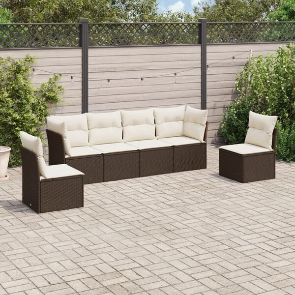 vidaXL Salon de jardin avec coussins 6 pcs marron r&eacute;sine tress&eacute;e