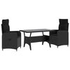 vidaXL Ensemble de repas ext&eacute;rieur 3 pcs Noir polyrotin