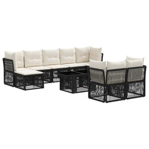 vidaXL Ensemble de canap&eacute; de jardin 10 pc Noir polyrotin