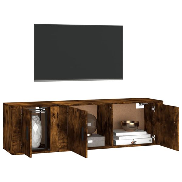 vidaXL Ensemble de meubles TV 2 pcs Ch&ecirc;ne fum&eacute; Bois d'ing&eacute;nierie