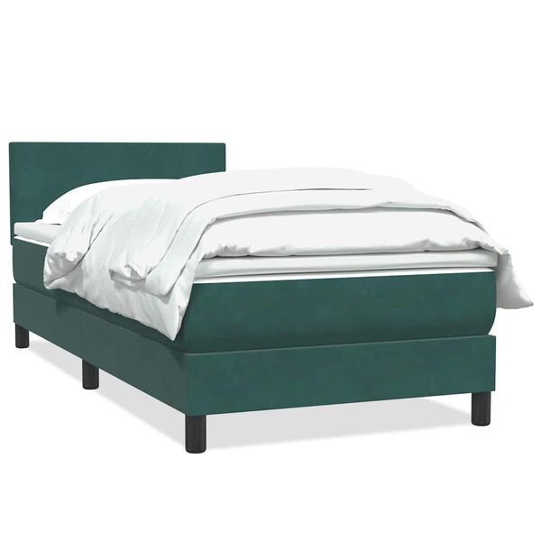 vidaXL Sommier &agrave; lattes de lit et matelas vert fonc&eacute; 90x220 cm velours