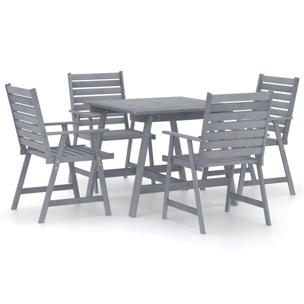 vidaXL Ensemble &agrave; manger de jardin 5 pcs Gris Bois d'acacia massif