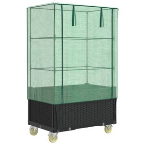 vidaXL Jardini&egrave;re sur&eacute;lev&eacute;e avec housse et roues aspect rotin