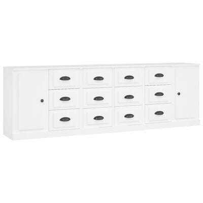 vidaXL Buffets 3 pcs Blanc Bois d'ingénierie