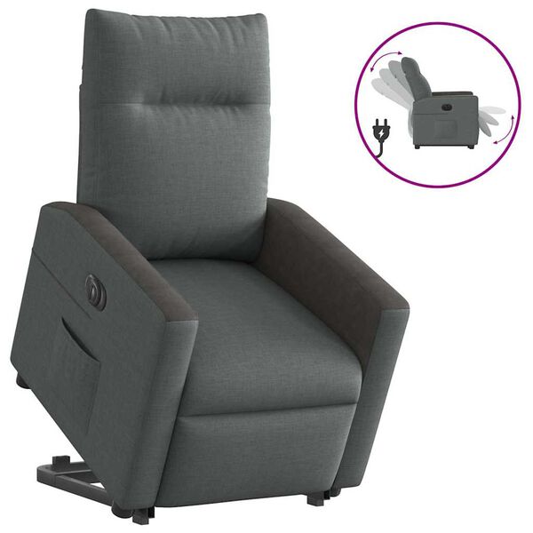 vidaXL Fauteuil inclinable électrique gris foncé tissu